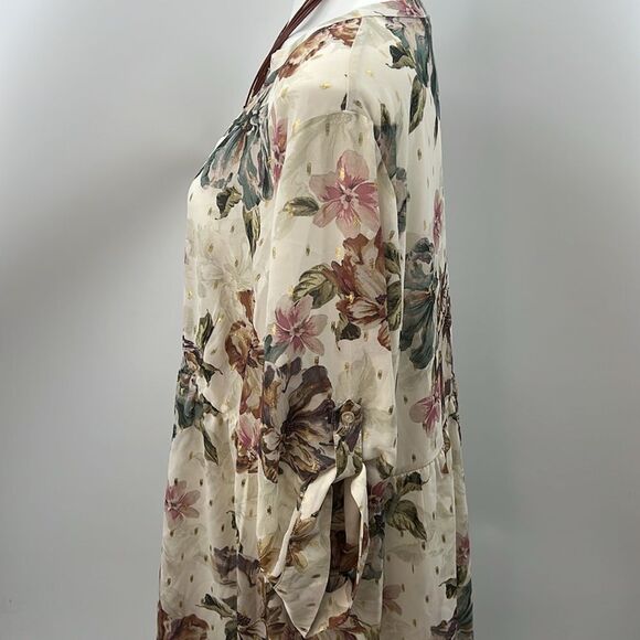 Torrid size 3 hi lo floral button up blouse - Picture 4 of 6